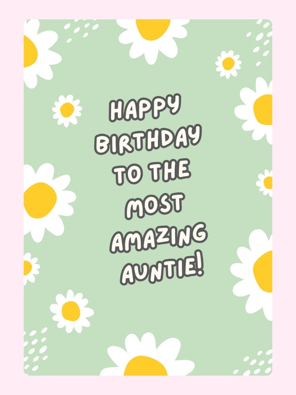 Daisy Happy Birthday Auntie cake card design
