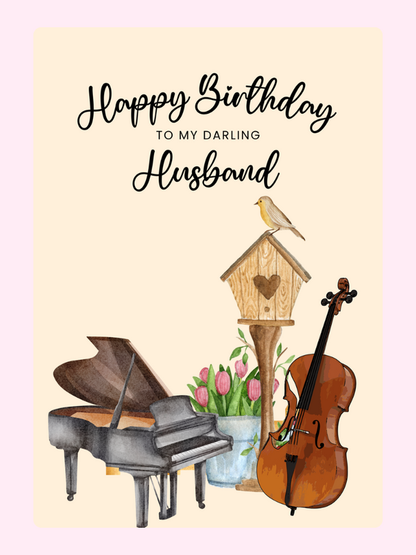 Darling Husband Birthday Cake Card