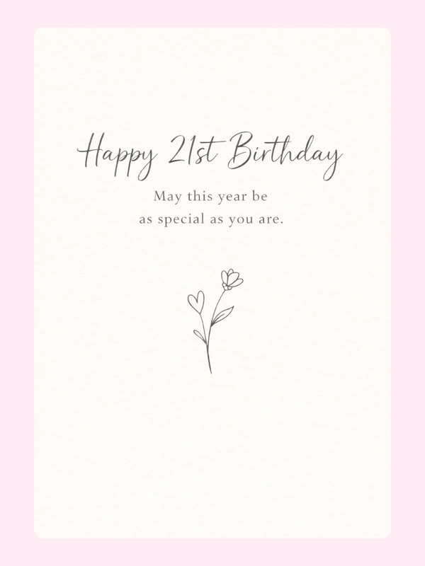 elegant 21st birthday card with floral design