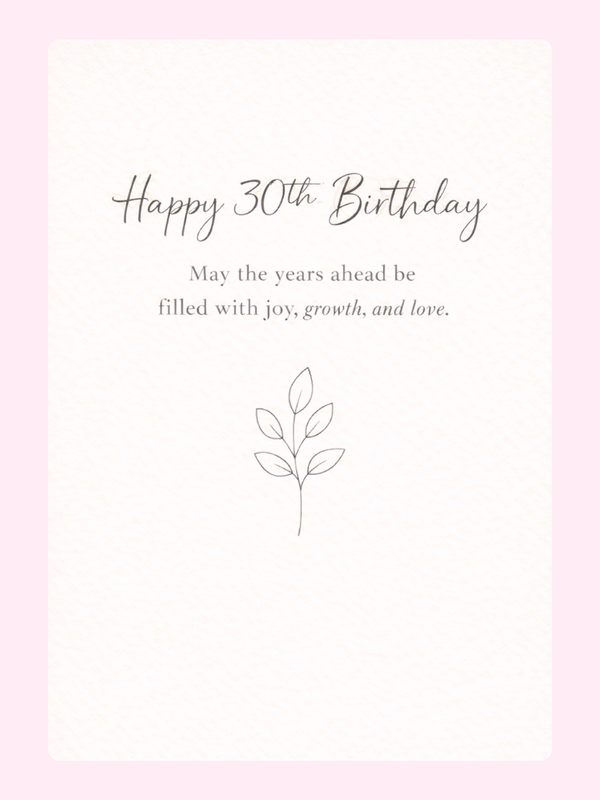 elegant 30th birthday card with minimal floral illustration