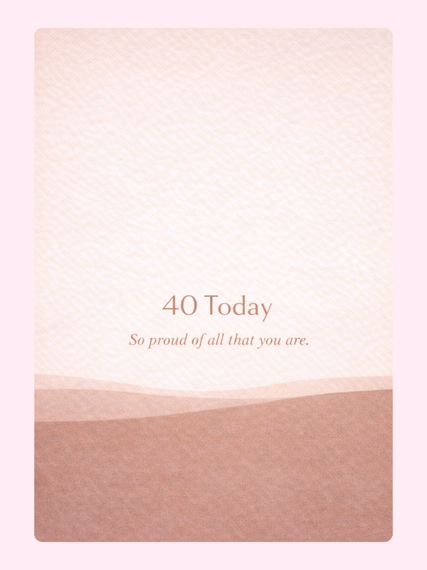 elegant 40th birthday card with soft beige background and simple typography design