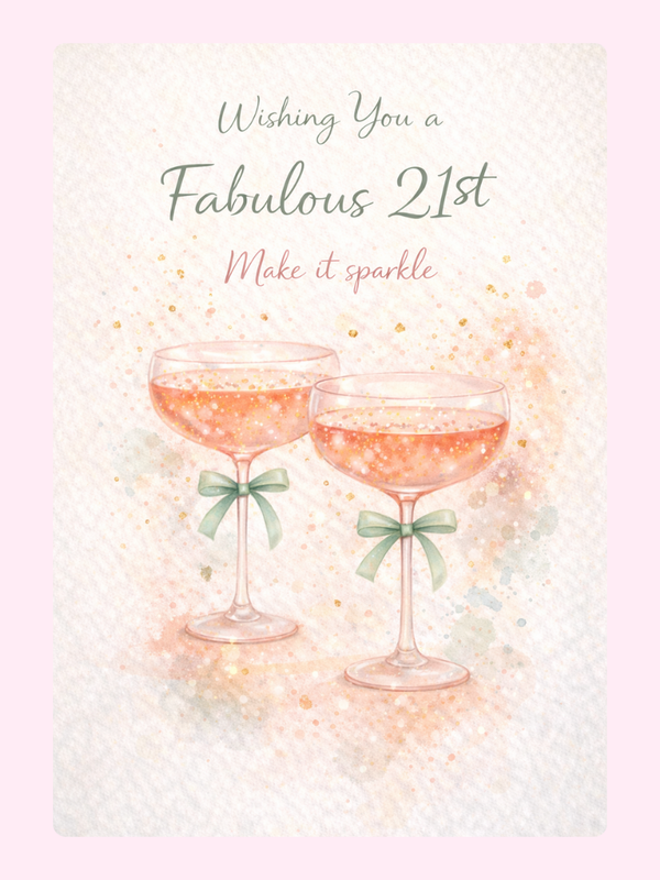 champagne glasses 21st birthday card design