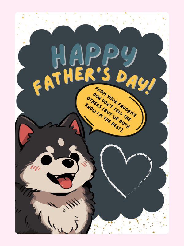Favorite dog Father’s Day cake card design