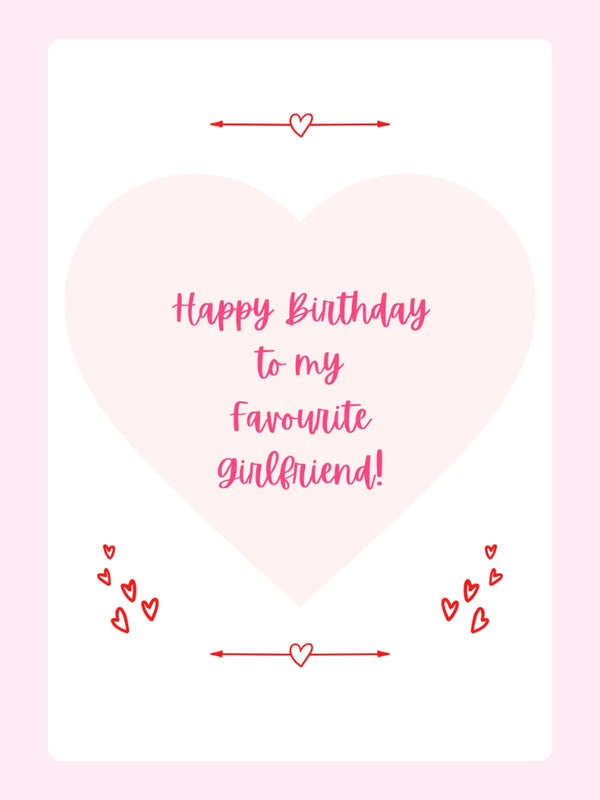 Favourite Girlfriend Heart Birthday Cake Card