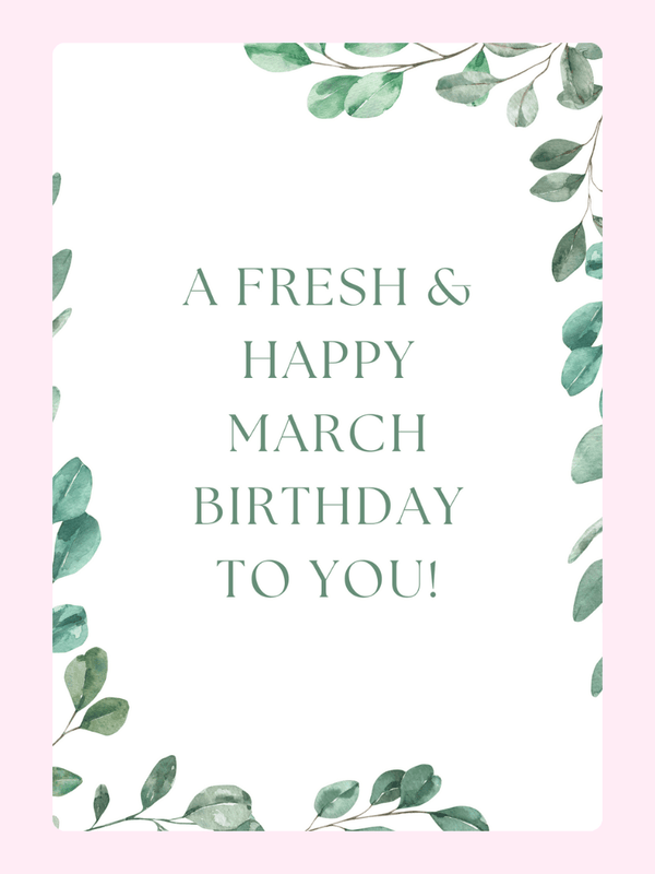 Fresh & Happy March Birthday Cake Card