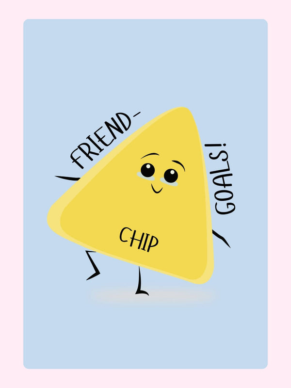 Funny friendship card with smiling chip character design