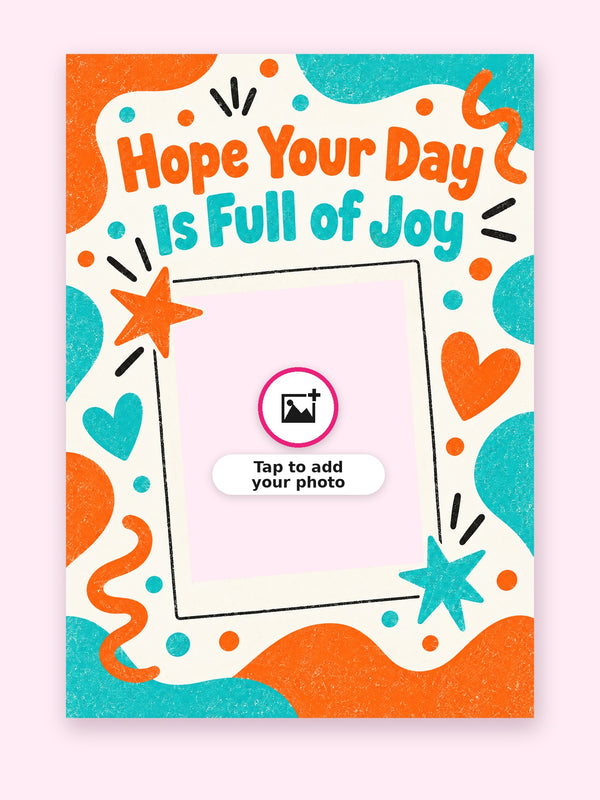 Full Of Joy Birthday Cake Card with a space for your own photo
