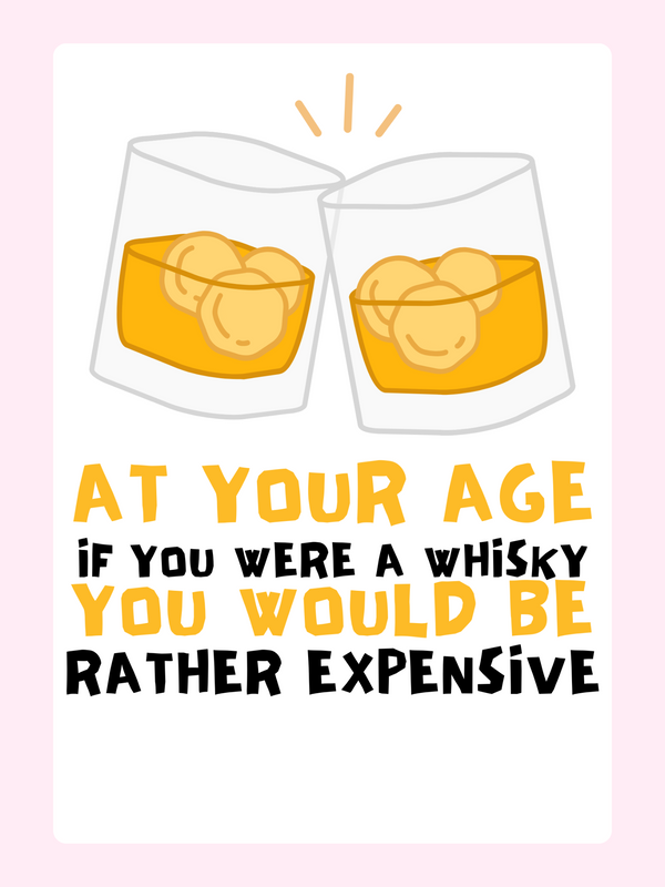 Funny whisky themed birthday cake card humorous edible greeting card UK