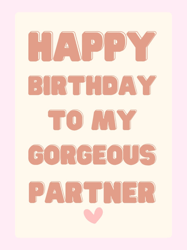 Gorgeous Partner Birthday Cake Card