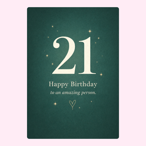 green 21st birthday card design