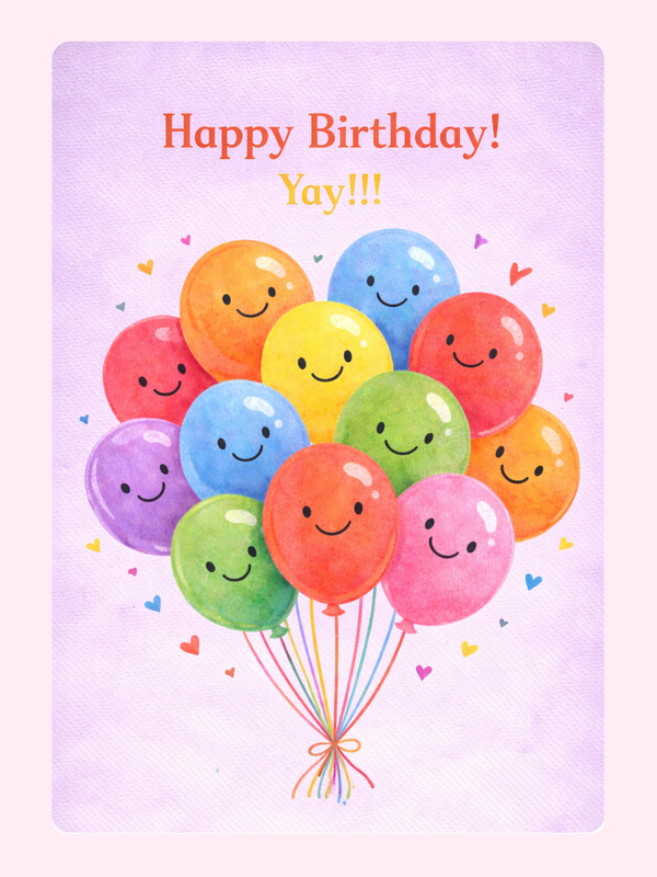 Balloon Kids Birthday Cake Card