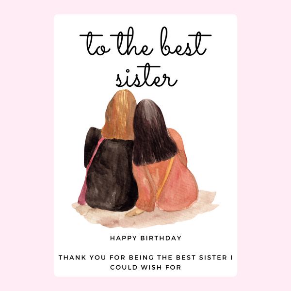 Happy Birthday best sister card with sisters illustration