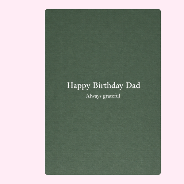 happy birthday dad card design in dark green background