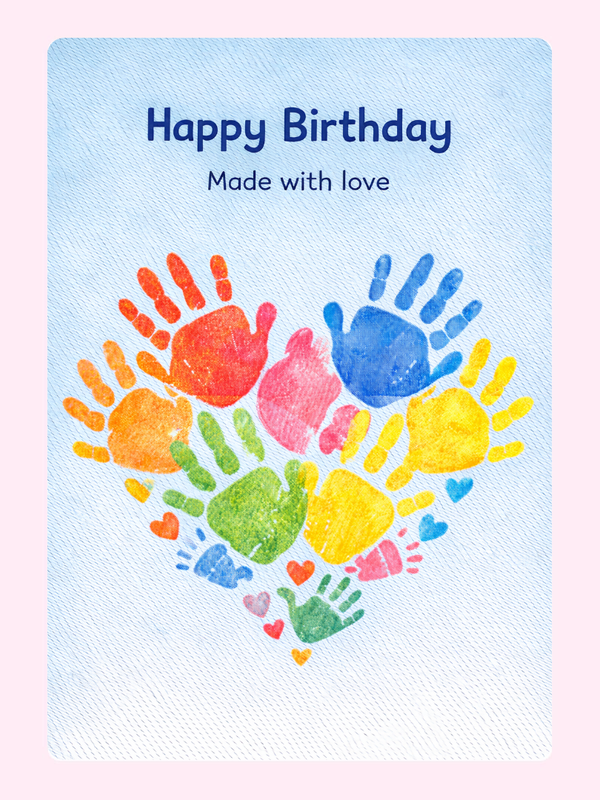 Handprint Kids Birthday Cake Card