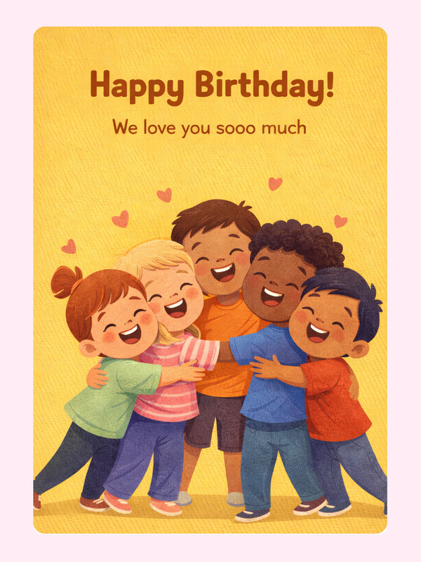 Happy Kids Birthday Cake Card