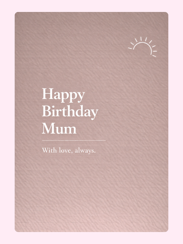 happy birthday mum cake card design in neutral beige background