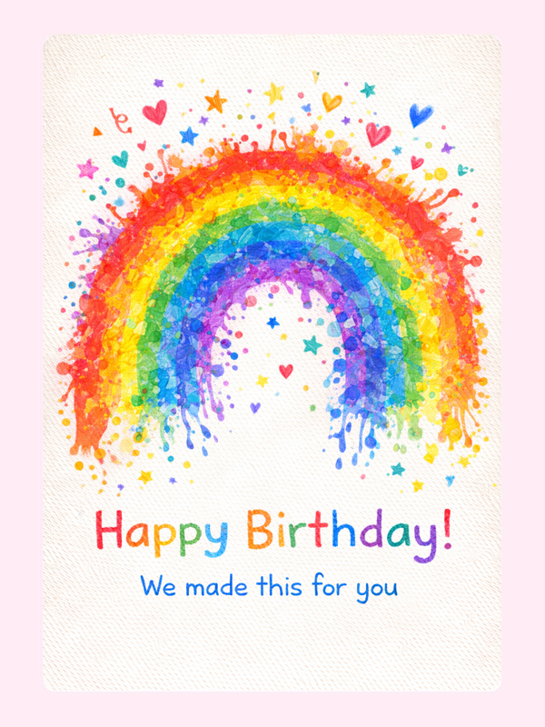 Rainbow Kids Birthday Cake Card