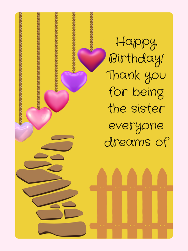 Dream Sister Birthday Cake Card