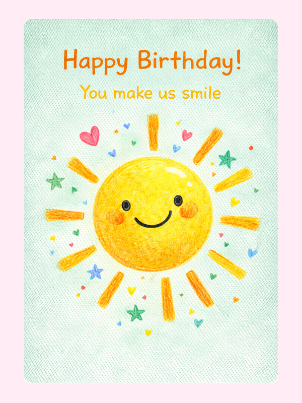 Sunshine Kids Birthday Cake Card