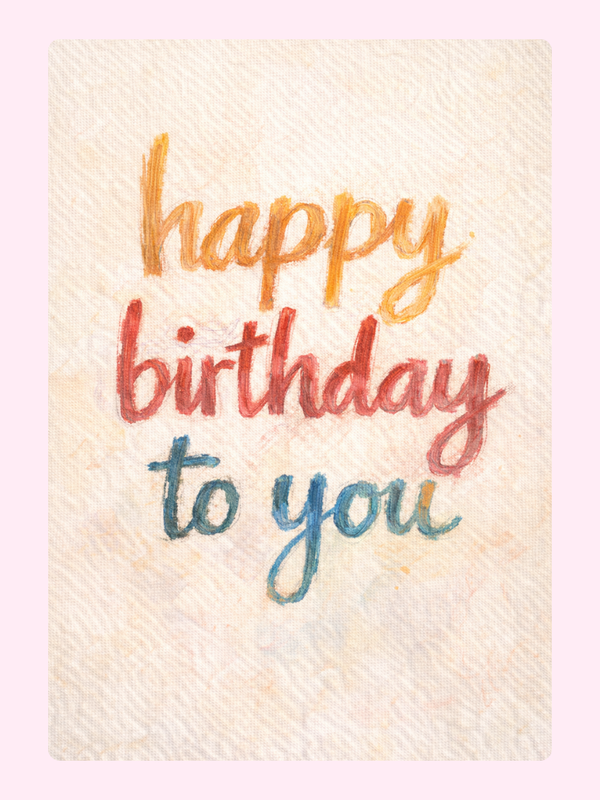 Happy Birthday Script Cake Card