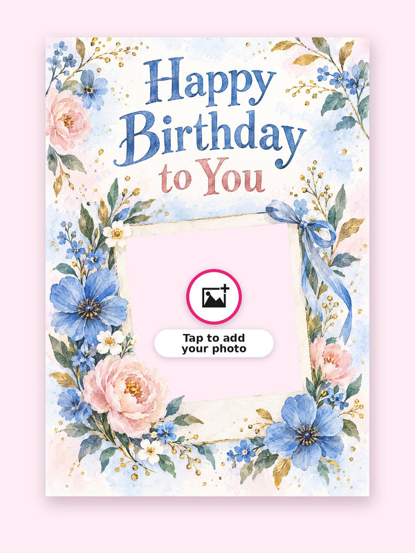 Happy Birthday To You Wash Birthday Cake Card with a space for your own photo
