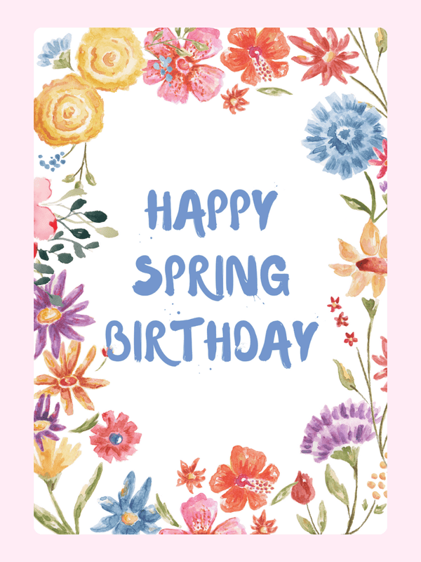 Happy Spring Birthday Wildflower Cake Card