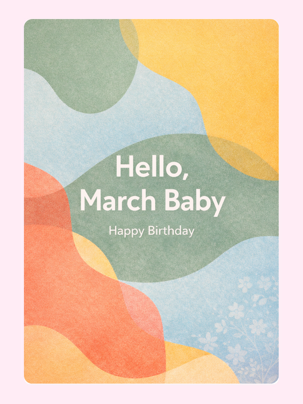 Hello March Baby Cake Card, birthday