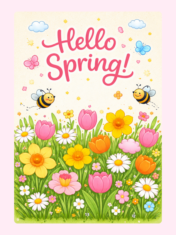 Hello Spring Floral Cake Card, just because