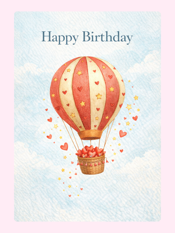 Happy Birthday Hot Air Balloon Cake Card