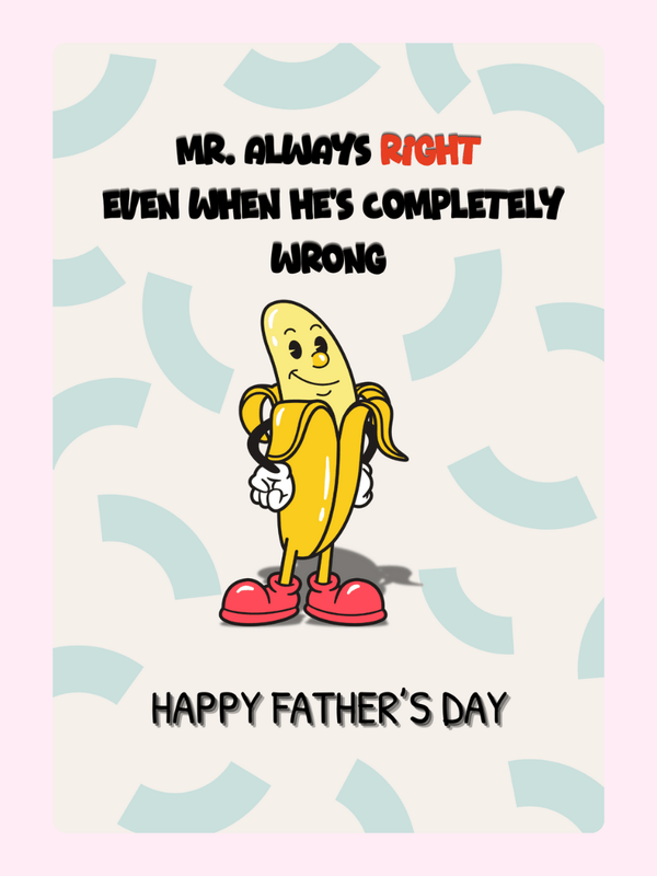 Funny Father's Day card with banana character