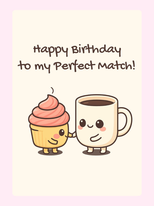 Perfect Match Partner Birthday Cake Card