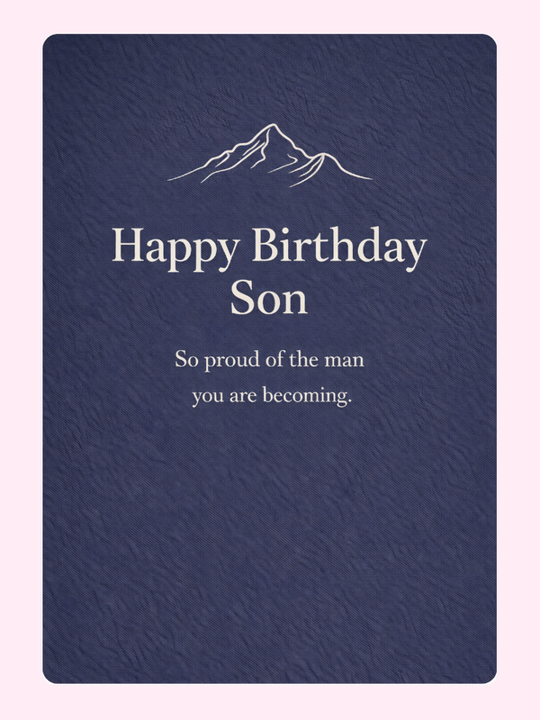 happy birthday son card with mountain illustration