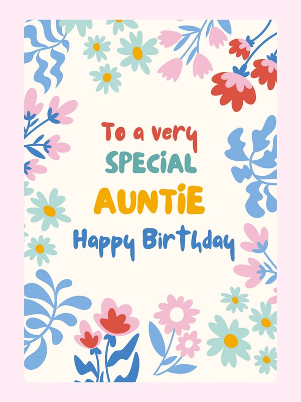 Floral Happy Birthday Auntie cake card design