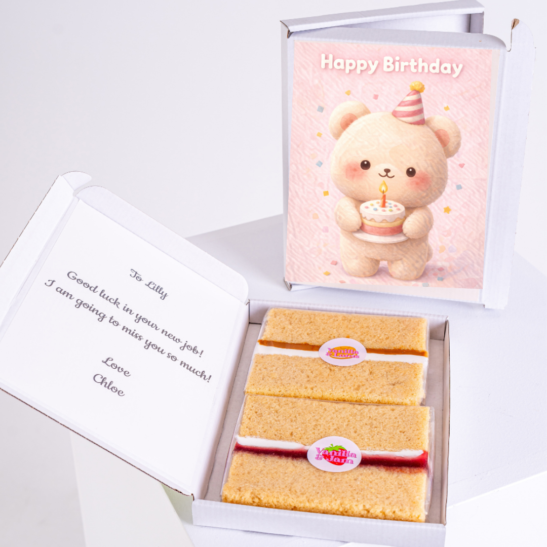 Happy birthday cake card gift box with cute teddy bear design