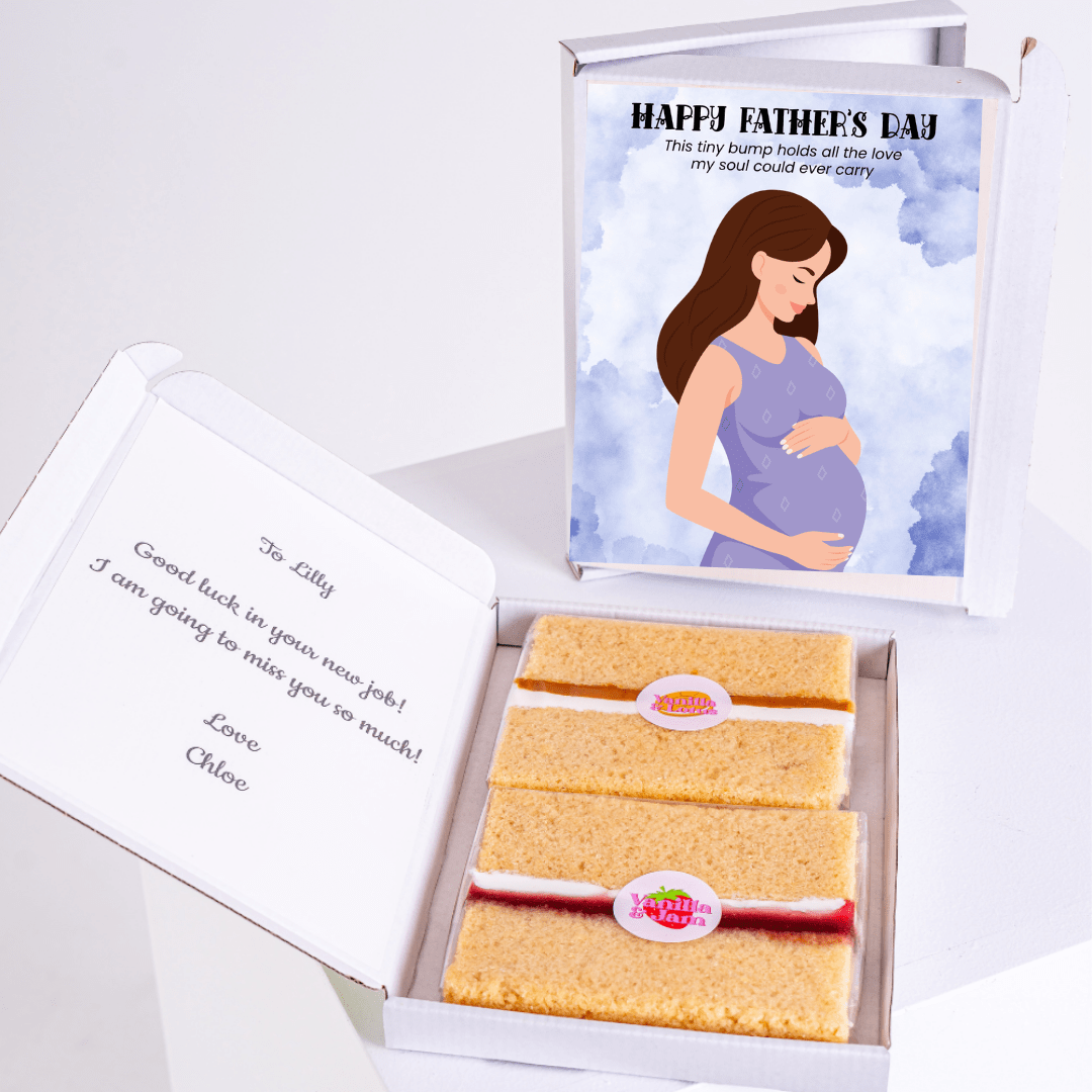Tiny bump Father’s Day cake card with cake inside