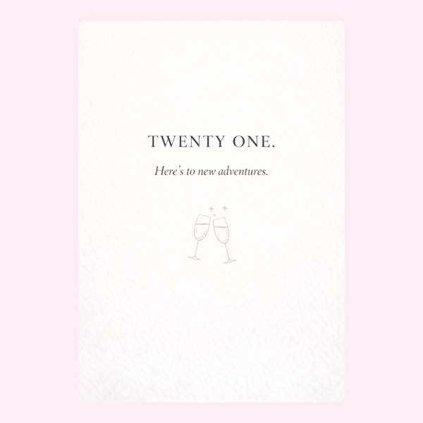 minimal twenty one birthday card design
