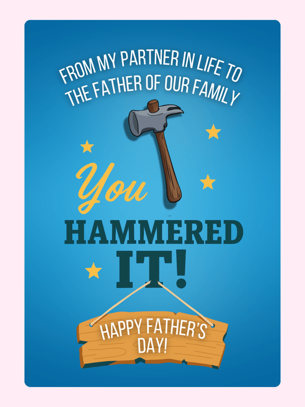 You Hammered It Father’s Day cake card design