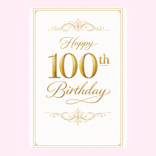 classic 100th birthday cake card design with gold typography