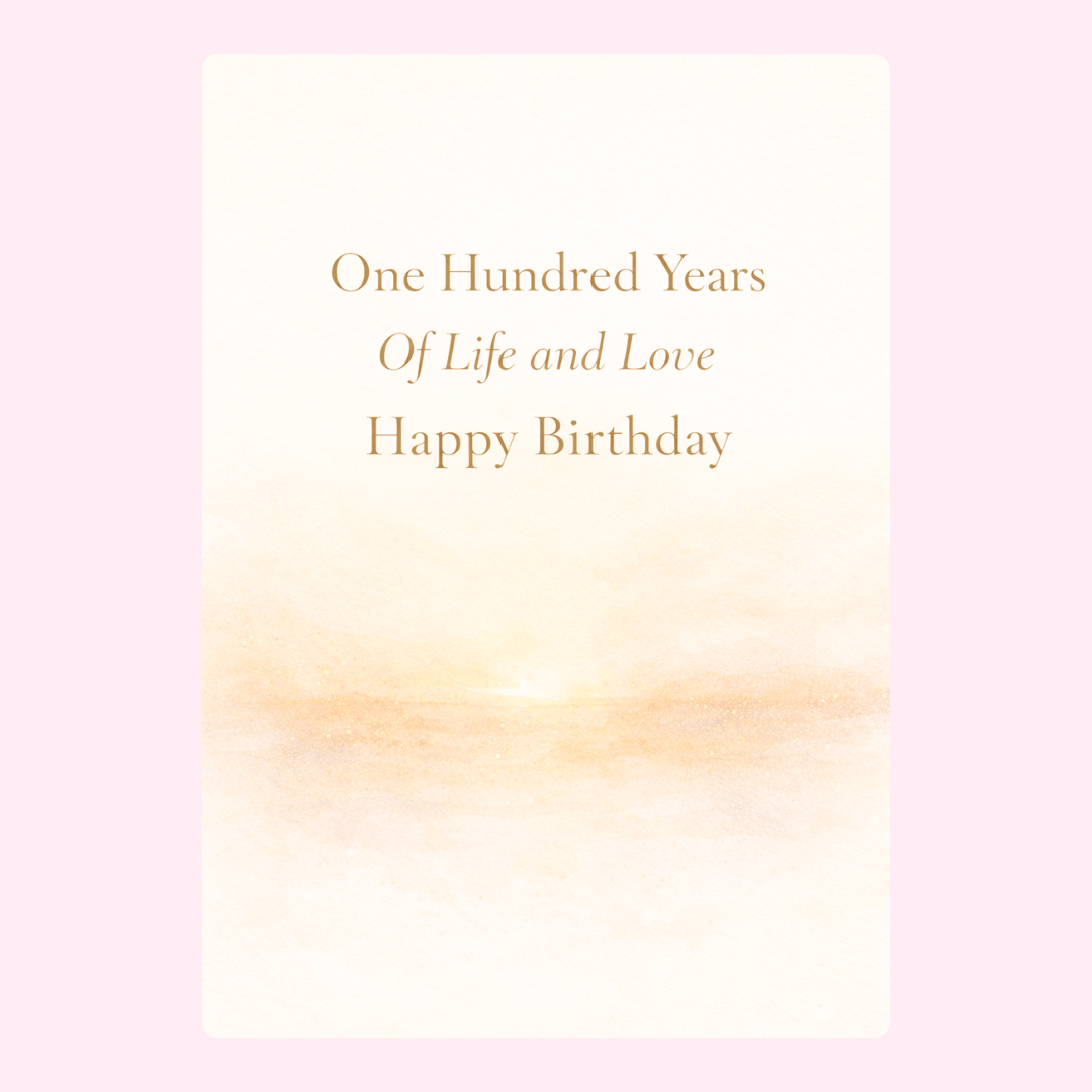 elegant 100th birthday cake card design with soft gold text