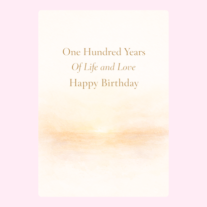 elegant 100th birthday cake card design with soft gold text