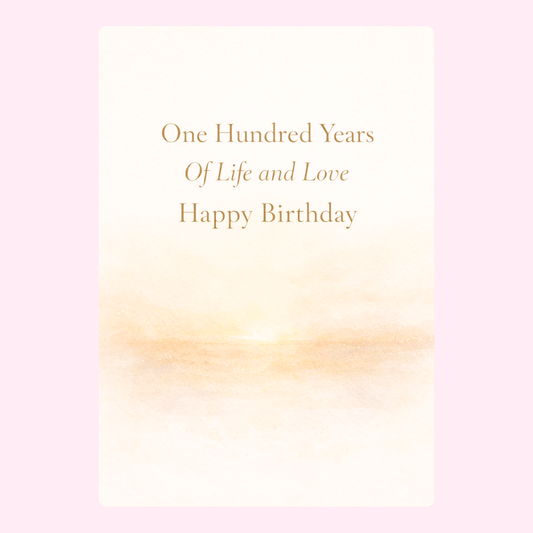 elegant 100th birthday cake card design with soft gold text