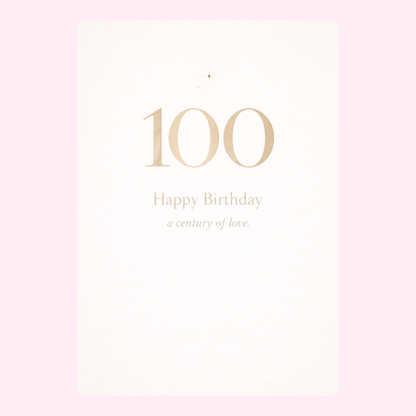elegant 100th birthday cake card design with minimal neutral background