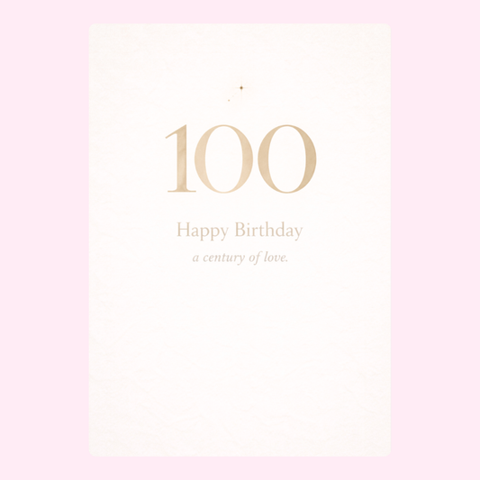 elegant 100th birthday cake card design with minimal neutral background