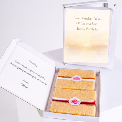 100th birthday cake card gift box with sponge slices