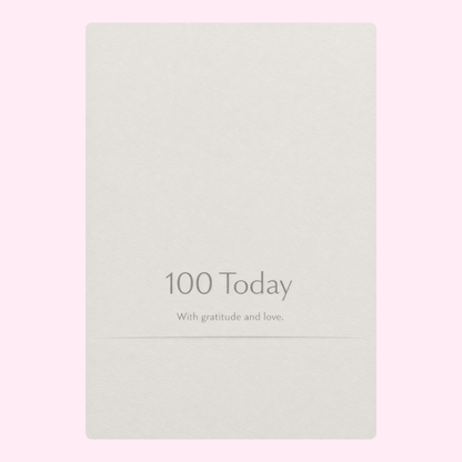 minimalist 100 today birthday cake card design with soft neutral background
