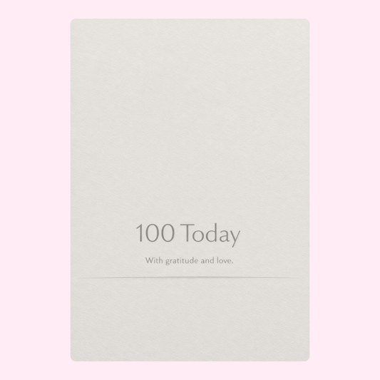 minimalist 100 today birthday cake card design with soft neutral background