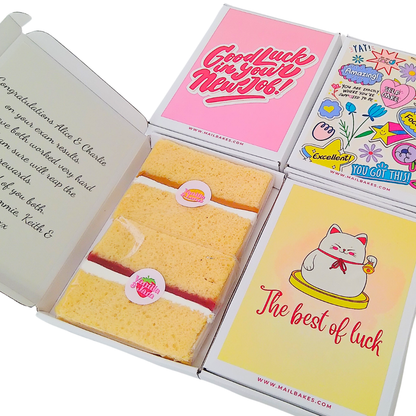 Cake gift box with Good Luck and Best of Luck messages