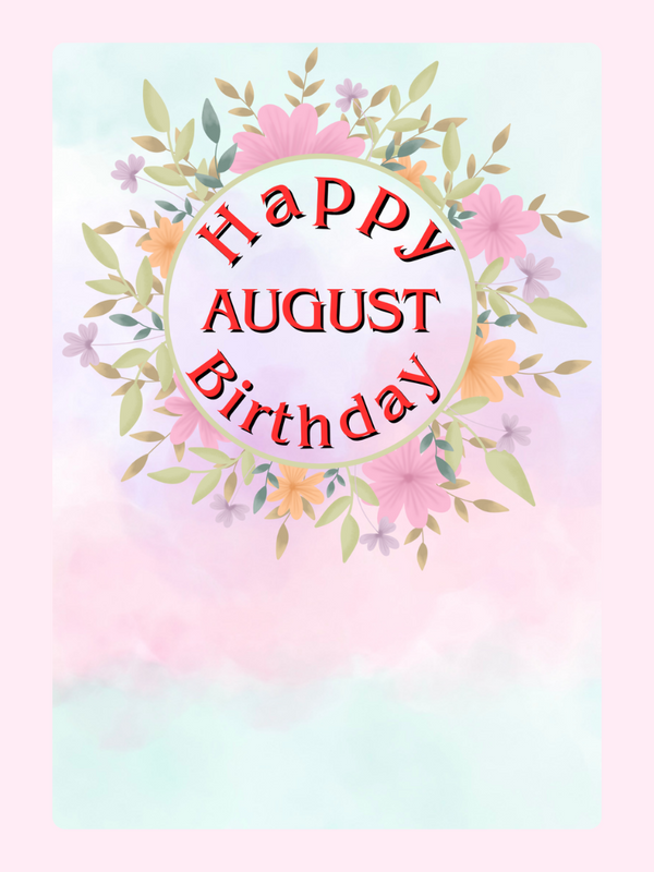 August Birthday Floral Ring Cake Card