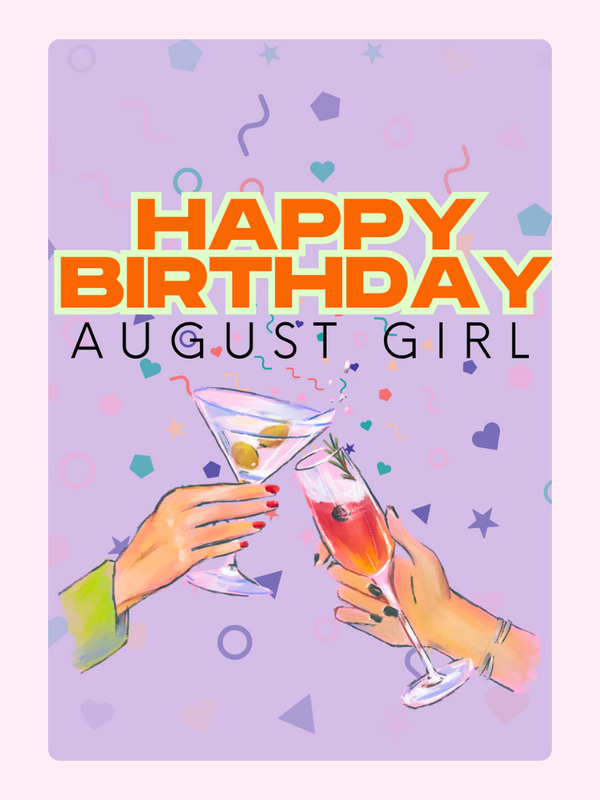 Happy Birthday August Girl letterbox cake card with freshly baked cake slices