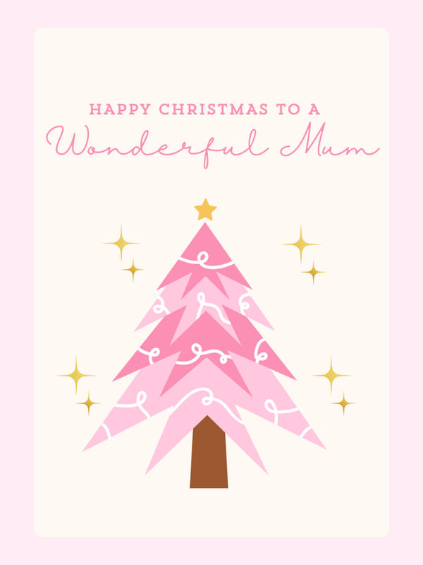 Mum Pink Tree Christmas Cake Card